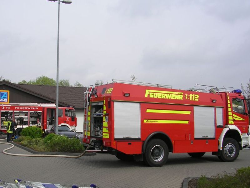 Brand eines Supermarktes